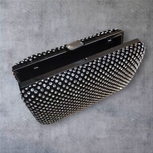 Lulu Townsend Black Satin Clutch